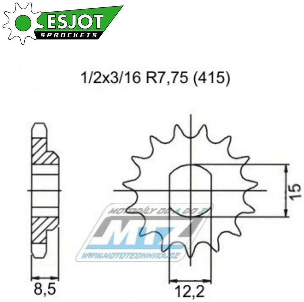 Obrázek produktu Kolečko řetězové (pastorek) KTM50B-10zubů ESJOT 50-12010-10 - KTM 50SX / 09-23 + Husqvarna TC50 / 17-23 95-KTM50B-10E