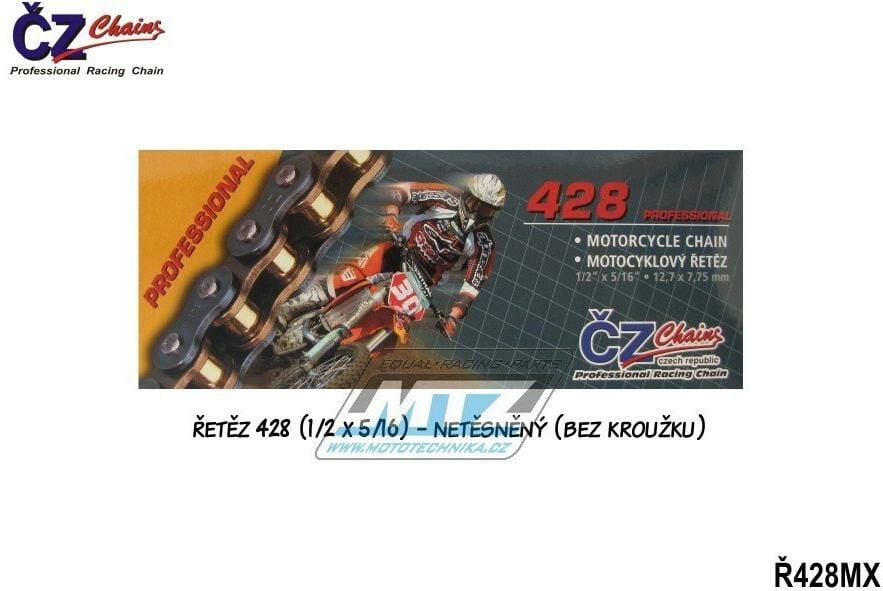 Obrázek produktu Řetěz ČZ 428 MX (134čl) - netěsněný/bezkroužkový (zlatý) Ř428MX134GB