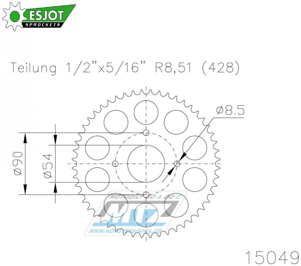 Obrázek produktu Rozeta řetězová (převodník) Dural 15049-48zubů ESJOT 51-15049-48 - TM 80 / 00 51-15049-48