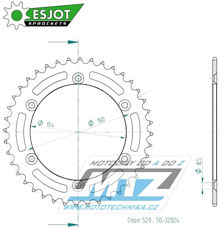 Obrázek produktu Rozeta ocelová (převodník) 0460-49zubů ESJOT 50-32024-49 - Kawasaki KX125+KX250+KX500+ KXF250+KXF450+KDX175+KDX200+KDX220R+KDX250 +KLX250R+KLX250 D-Tracker +KLX250+KLX250SF+KLX300+KLX450R+KLX650R + Su 95-0460-49-ES