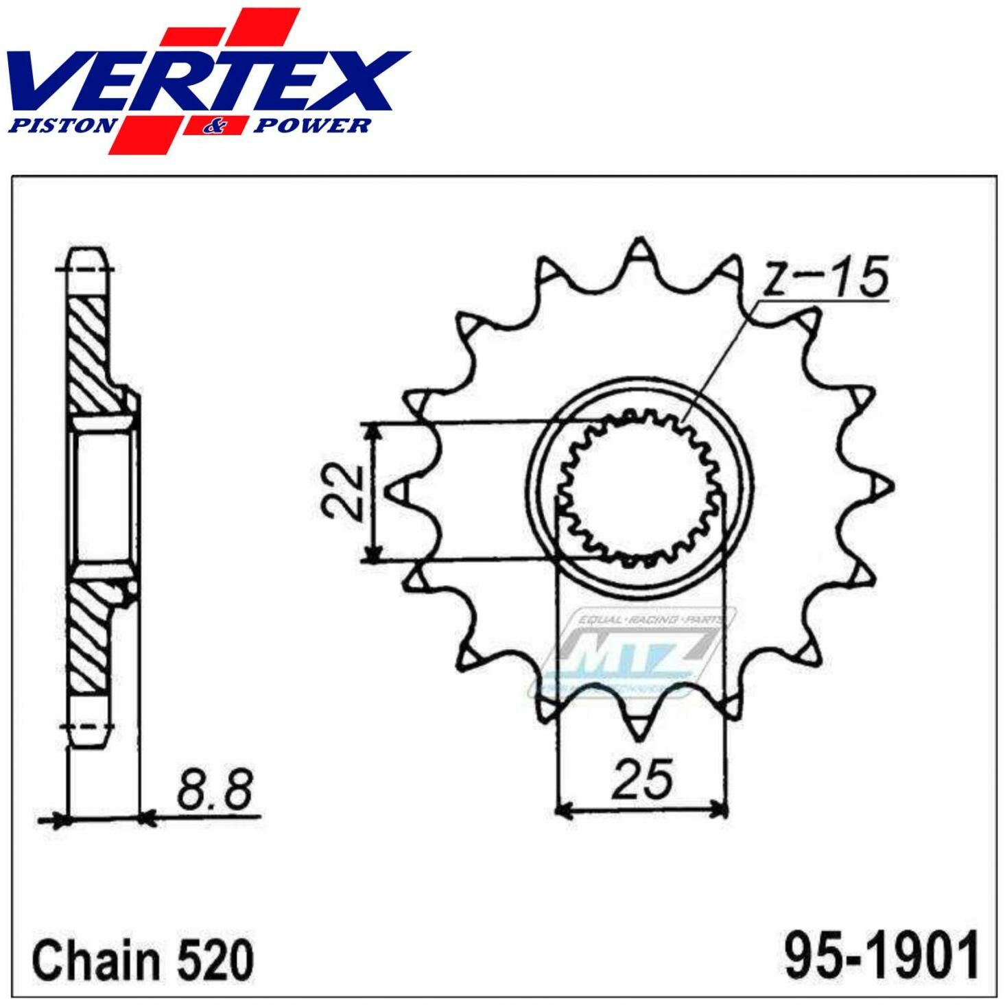 Obrázek produktu Kolečko řetězové (pastorek) 1901-14zubů Vertex 891-1248KC14 - KTM 125+150+200+250+300+360+380SX+EXC + 250+350+400+450+500+520+525+530SXF+EXCF + SMR+Freeride + Husaberg TE+FE + Husqvarna TC+TE+FC+FE +  95-1901-14-VE