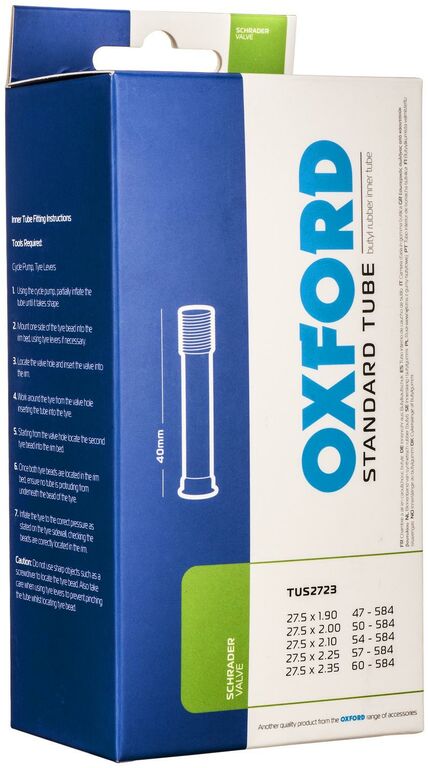 Obrázek produktu cyklo duše 27,5 x 1,9/2,3, auto ventilek, OXFORD TUS2723