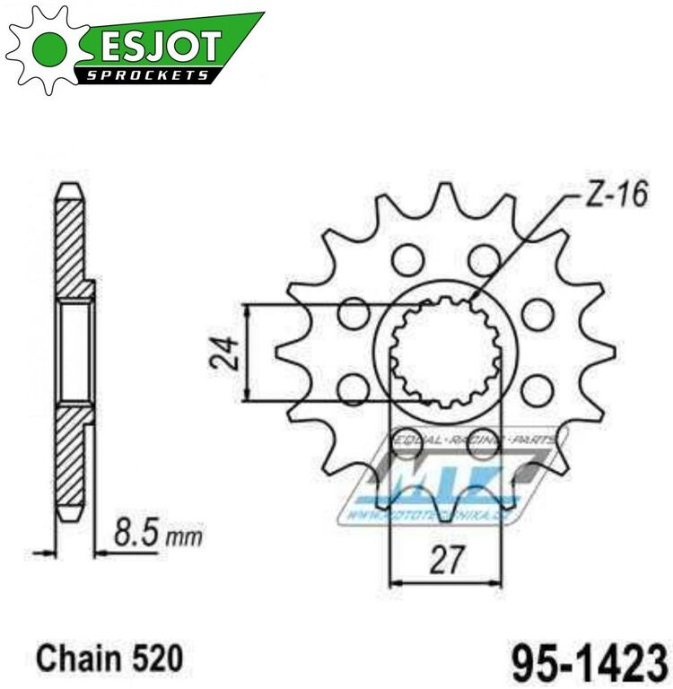 Obrázek produktu Kolečko řetězové (pastorek) 1423-18zubů ESJOT 50-32156-18S - Suzuki GSXR1000 / 09-16 + GSX-R1000 95-1423-18-ES