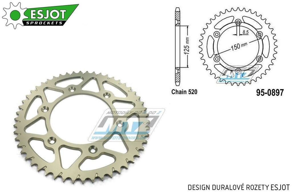 Obrázek produktu Rozeta řetězová (převodník) Dural 0897-54zubů ESJOT 51-32065-54 - barva stříbrná - KTM 125SX+ 250SXF+360EXC+400EXCF+300XC+450XCF+440MX+790 Adventure+620 EGS+690 Duke+125LC2 +350LC4+525SMR+690SMC + Hus AL-0897-54-ES