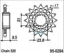 Obrázek produktu Kolečko řetězové (pastorek) 0284-14zubů Vertex - Honda CRF250R+CRF450R + CRF450RX+CRF450X + CR250+CR500 + TRX450R+TRX450ER+TRX700XX + CRM250R Vertex (95-0284) 95-0284-14-VE