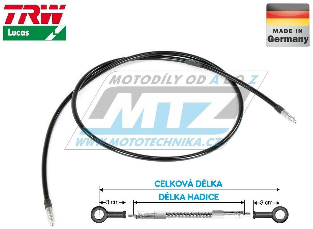 Obrázek produktu Brzdová hadice TRW VarioFlex MV129 (délka 129cm bez koncovek) - černá LUMVX129S