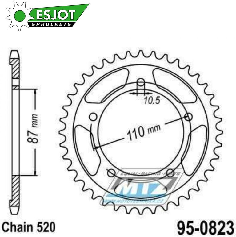 Obrázek produktu Rozeta ocelová (převodník) 0823-46zubů ESJOT 50-32038-46 - Suzuki GS400 + GS500 + GSF250 + GSR250 + GSX250R + GW250 Inazuma + SV400 + SFV650 Gladius + SV650 L + DL250 V-Strom + GSX250R + GSX250 F Acro 95-0823R-46-E