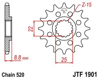 Obrázek produktu PŘEDNÍ ŘETĚZOVÉ KOLO 11T 520 JTF1901.11