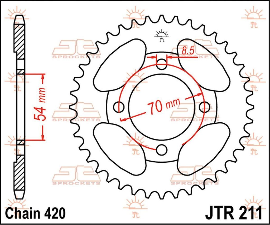 Obrázek produktu ZADNÍ ŘETĚZOVÉ KOLO 42T 420 JTR211.42