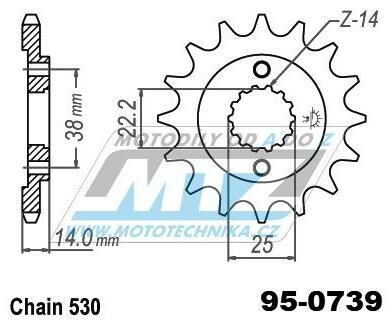 Obrázek produktu Kolečko řetězové (pastorek) 0739-16zubů MTZ - Cagiva 900 Elefant / 90-97 + 900 Grand Canyon 95-0739-16