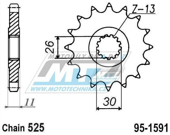 Obrázek produktu Kolečko řetězové (pastorek) 1591-17zubů MTZ - Yamaha XTZ690 Tenere+700 Tenere + FZ07+FZ8+FZ09+FJ09 + MT07+MT09+MT10 + XSR700+XSR900 + 900 Tracer + 900 Nikken+TDM900+YZF-R1 95-1591-17