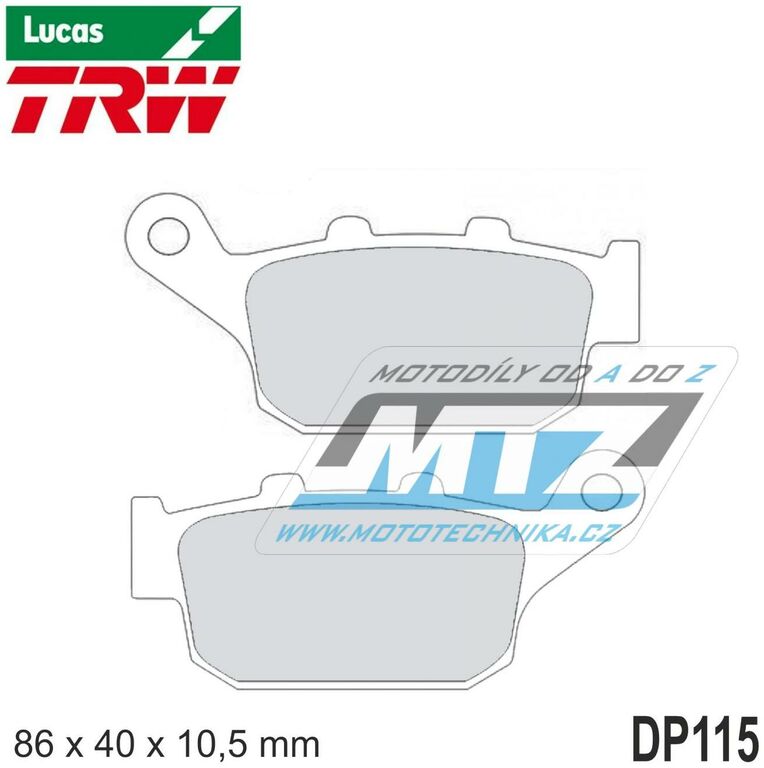 Obrázek produktu Destičky brzdové DP115-LU TRW Lucas MCB585 - směs Allround DP115-LU