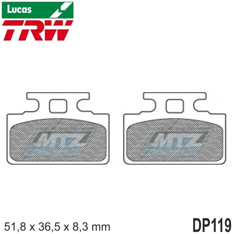 Obrázek produktu Destičky brzdové DP119-LU TRW Lucas MCB589 - směs Allround DP119-LU
