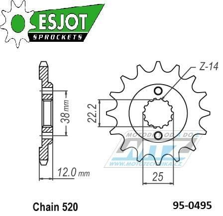 Obrázek produktu Kolečko řetězové (pastorek) 0495-15zubů ESJOT 50-32083-15 - Ducati 750 Paso / 87-90 95-0495-15-ES