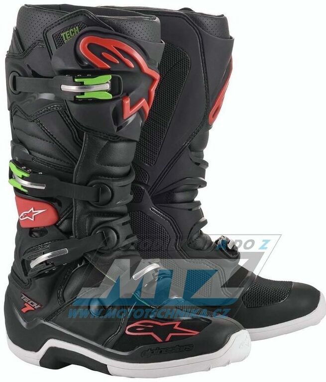 Obrázek produktu Boty Alpinestars TECH7 offroadové/motocrossové - černo-červeno-zelené AS2012014-1366