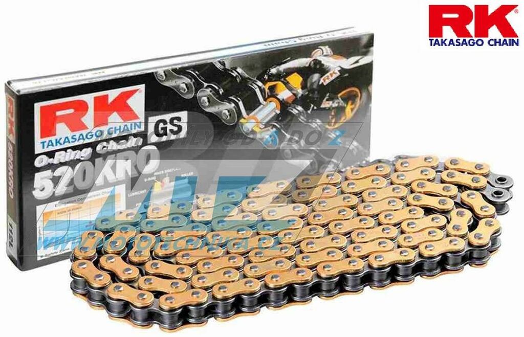 Obrázek produktu Řetěz RK 520 KRO (116čl) - těsněný/ o kroužkový (zlatý) Ř520KRO116GS