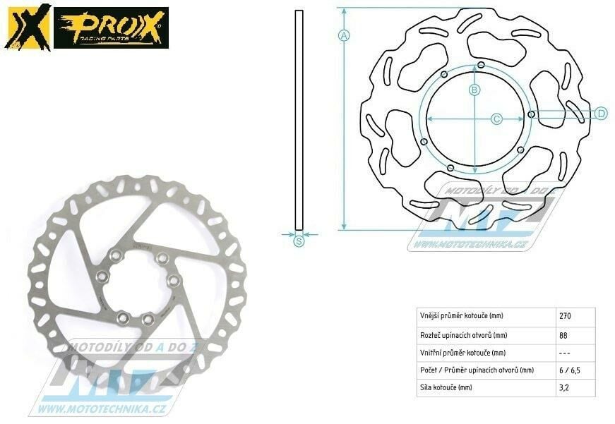Obrázek produktu Kotouč brzdový PROX - zubatý desing Wave - TM EN125+MX125+EN144+MX144+EN250+MX250+EN250F+MX250F+EN300+MX300+EN450F+MX450F+EN530F+MX530F K-F803-PROX