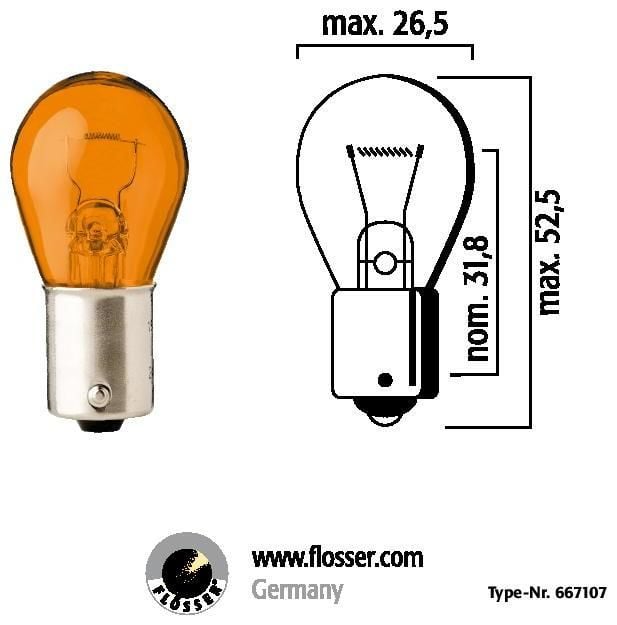 Obrázek produktu ŽÁROVKA 12V PY21W BA15S AMB. 10KS 667107