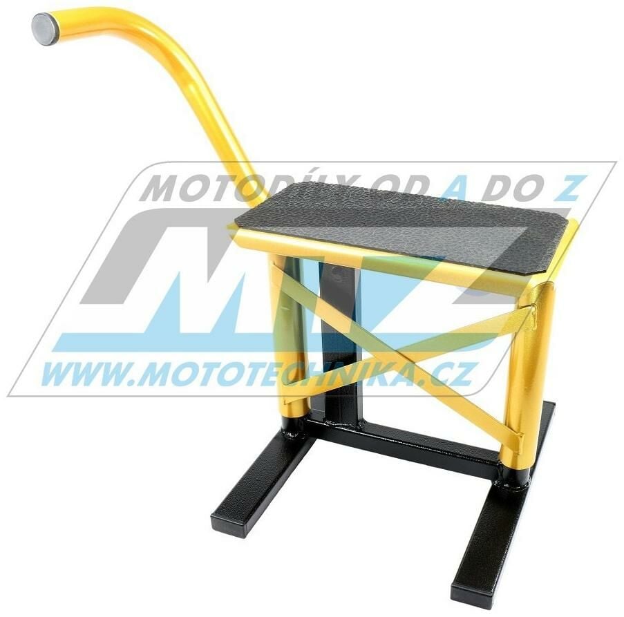 Obrázek produktu Stojánek MX (stojan pod motocykl) s kovovou deskou a protiskluzovou gumou - zlatý MOD1A-11