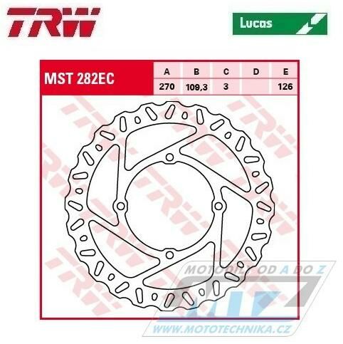 Obrázek produktu Kotouč brzdový TRW MST282EC (270/109/4D) - Kawasaki KX125+KX250+KXF250+KXF450 + KLX450 K-F216-270LUE