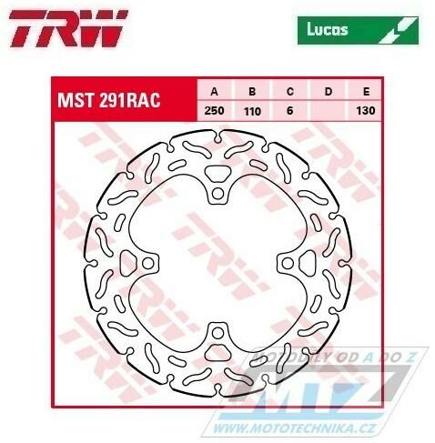 Obrázek produktu Kotouč brzdový TRW MST291RAC (250/110/4D) - zubatý design Kawasaki Z750+Z800 + Ninja1000 + Versys1000 + Z1000 + ZZR1400 LUMST291RAC