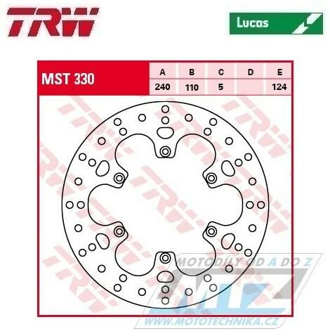 Obrázek produktu Kotouč brzdový TRW MST330 (240/110/6D) - Aprilia Pegaso650 + Benelli BN+CenturyRacer+TNT+TRE+1130CafeRacer+Titanium + BMW F650+F650CS+F650GS+F650GSDakar+G650GS + Husqvarna TR LUMST330