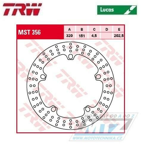 Obrázek produktu Kotouč brzdový TRW MST356 (320/181/5D) - BMW F800+S1000RR+K1200R + R1200HP2+R1200 LUMST356