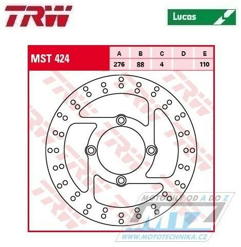 Obrázek produktu Kotouč brzdový TRW MST424 (276/88/4D) - Honda XL125V Varadero / 01-13 LUMST424