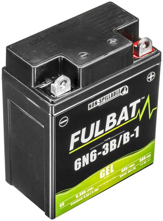 baterie 6V, 6N6-3B/B-1 GEL, 6Ah, 50A,  bezúdržbová GEL technologie 95x55x117 FULBAT (aktivovaná ve výrobě) 550960