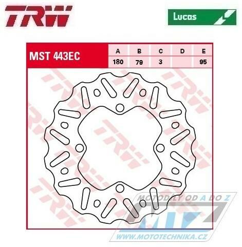 Obrázek produktu Kotouč brzdový TRW MST443EC (180/79/4D) - zubatý desing Wave - Kawasaki KX65 / 00-24 + RM65 / 03-05 K-F230LUEC