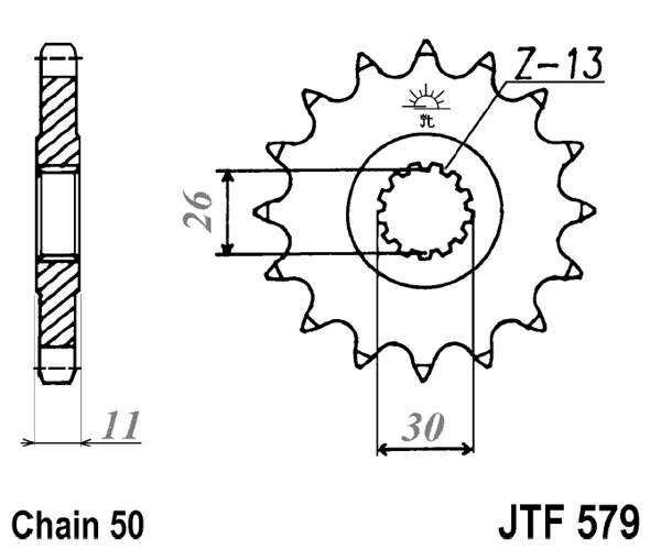 Obrázek produktu Řetězové kolečko JT JTF 579-18RB 18 zubů, 530 pogumované JTF579.18RB