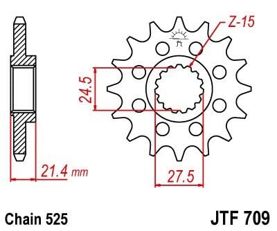 Obrázek produktu Řetězové kolečko JT JTF 709-15 15 zubů, 525