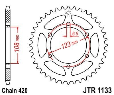 Obrázek produktu ocelová rozeta pro sekundární řetězy typu 420, JT (59 zubů)