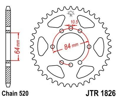 Obrázek produktu ocelová rozeta pro sekundární řetězy typu 520, JT (46 zubů)