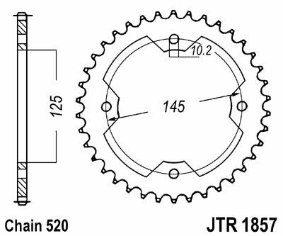 Obrázek produktu Řetězová rozeta JT JTR 1857-38ZBK 38 zubů, 520 Černý zinek
