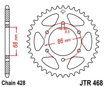 Obrázek produktu Řetězová rozeta JT JTR 468-39 39 zubů, 428 JTR468.39