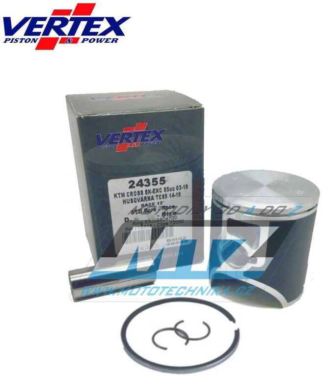 Obrázek produktu Pístní sada KTM 85SX / 03-24 + Husqvarna TC85 / 14-24 + Gas Gas MC85 / 21-24 (závodní varianta s upravenou hlavou 12° - Vertex 24355C) 01.6105RR.B-V