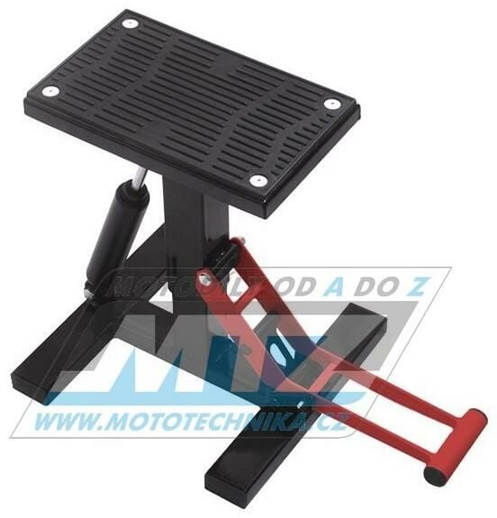 Obrázek produktu Stojánek MX Bike Lift Hydraulic (stojan pod motocykl) s kovovou pogumovanou deskou a hydraulickým tlumičem - černý MOD18-02