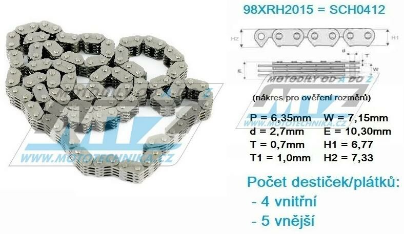 Obrázek produktu Řetěz rozvodový 98XRH2015-124článků 31.982015-124
