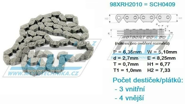 Obrázek produktu Řetěz rozvodový 98XRH2010-124článků 31.982010-124