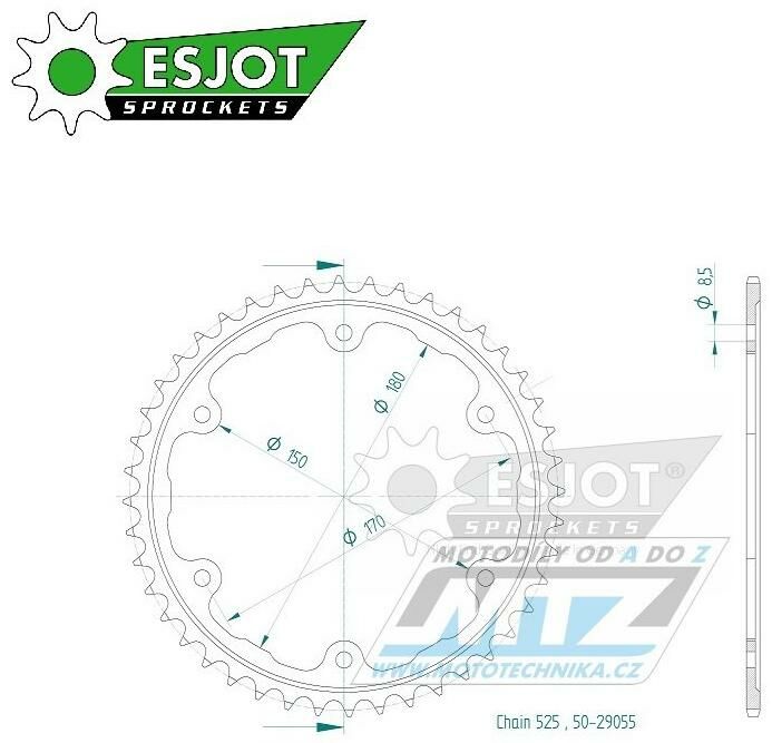Obrázek produktu Rozeta ocelová (převodník) 29055R-44zubů ESJOT 50-29055-44 - Triumph 1200RS Speed Triple / 21 50-29055-44