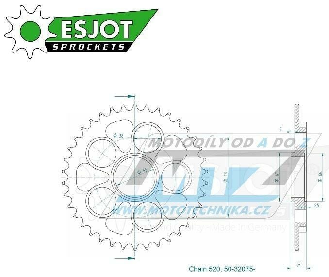 Obrázek produktu Rozeta ocelová (převodník) 0751-39zubů ESJOT 50-32075-39 - Ducati 748 + 800 Monster S2R + 848 Evo + 848 Streetfighter + 916 Strada Biposto + 916 Strada SPS + 950 Hypermotard 95-0751-39-ES