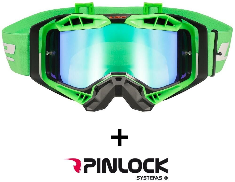 Obrázek produktu LS2 AURA PRO GOGGLE BLACK H-V GREEN WITH IRIDIUM VISOR 7201002060