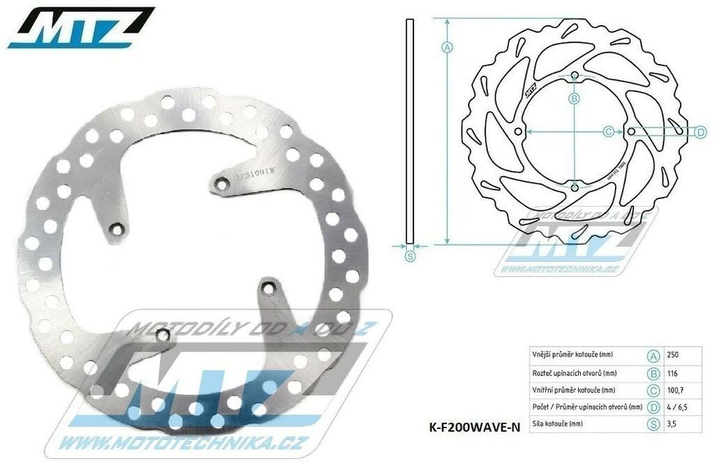 Obrázek produktu Kotouč brzdový - zubatý desing Wave - Kawasaki KDX200+KDX250+KLX250R+KLX300 + KX125 / 89-02 + KX250 / 87-02 + KX500 / 87-04 K-F200WAVE-SI