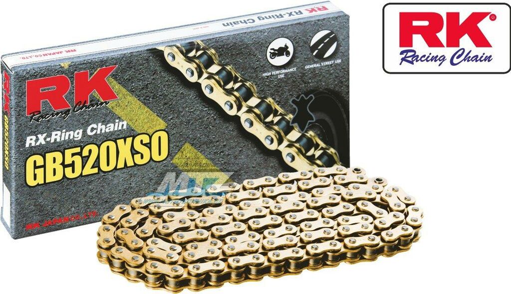 Obrázek produktu Řetěz RK 520 XSO-Z1 (120čl) - těsněný/ x kroužkový (zlatý) Ř520XSO120GB