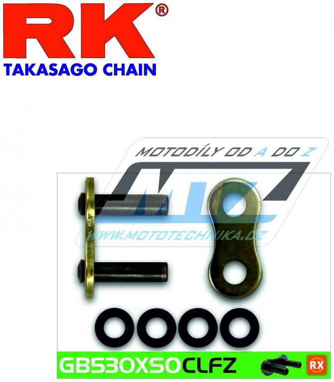 Obrázek produktu Spojovací článek řetězu (nýtovací skobka řetězu) pro řetěz RK 530 XSO zlatá ŘSK-RK530XSOG