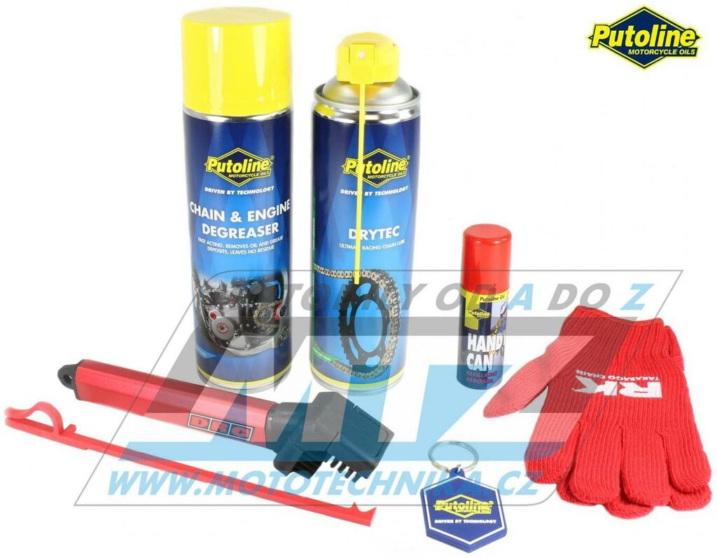 Obrázek produktu Sada na údržbu řetězu Putoline Chain Maintenance Kit pro silniční a cestovní motocykly (pu80004) PU80004-SIL2