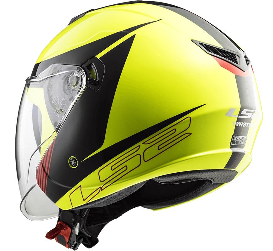 Obrázek produktu Otevřená moto helma LS2 OF573 TWISTER PLANE žlutá/černá/červená  Vel: XS Výprodej zboží