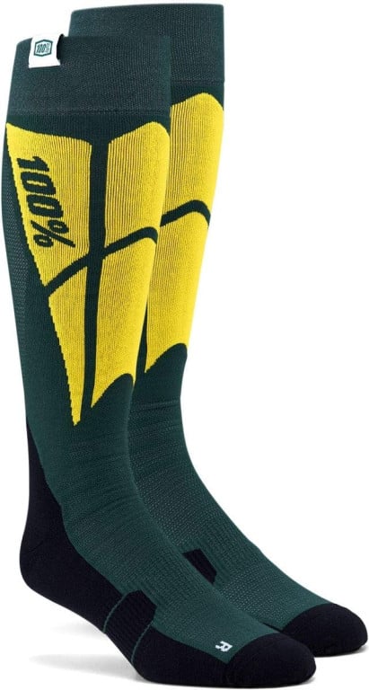 Obrázek produktu Ponožky 100% Adult Thin MX Performance zelená/žlutá/černá  Vel: S/M Výprodej zboží