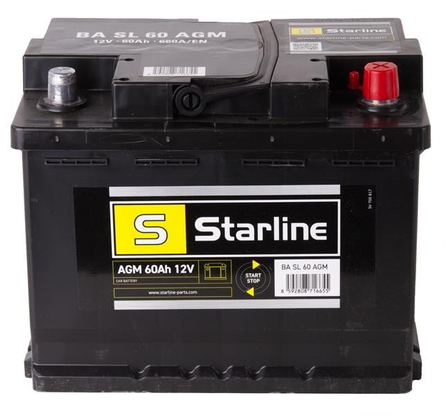 Obrázek produktu Autobaterie 60Ah P,s.p. 680A, 12V, 242x175x190, STARLINE AGM